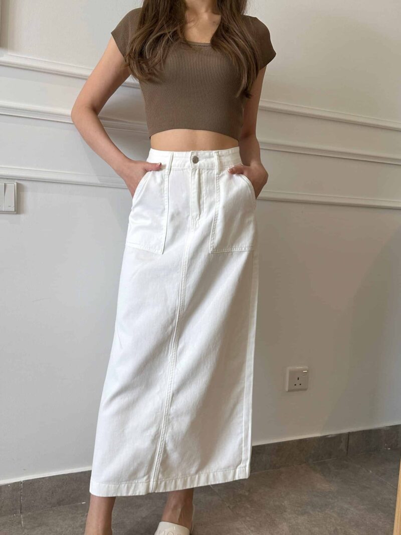 Denim workwear maxi skirt